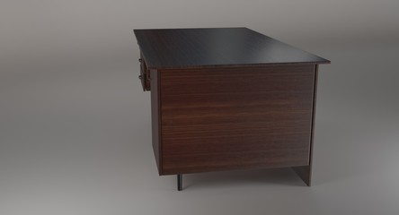 3D rendering - old wooden desk isolated on white background.