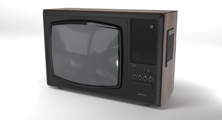 3D rendering - old tv isolated on white background.