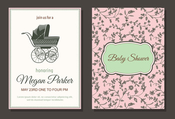Baby shower vintage invitation, template
