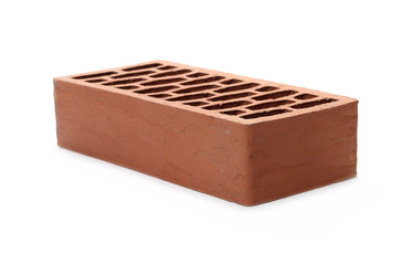 Perforated red brick isolated on white background