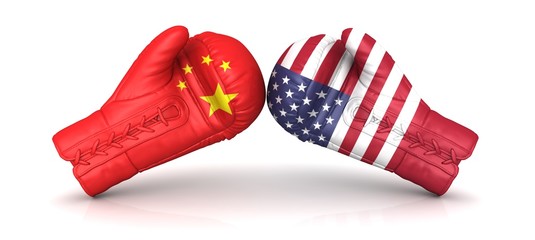 Fototapeta premium china usa us trade war cold war nuclear arms armament buildup race economic currency warfare duty entrance import tax crisis military confrontation political conflict increasing tariff levy problems