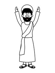 apostle of Jesus with hands up character vector illustration design