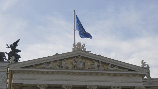 European Union flag on the Austrian Parliament