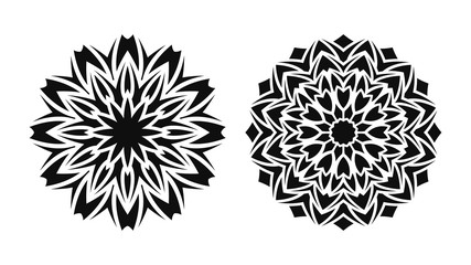 Set of two vector mandalas. Tattoo floral patterns.