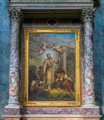 Fototapeta na wymiar Paint with Saint Benedict Joseph Labre, in the Church of Santa Maria ai Monti, in Rome, Italy.