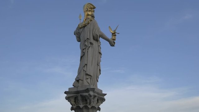 Rear view of Goddess Athena statue