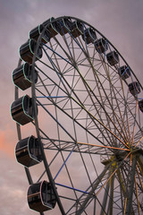 Famous ferris wheel. Under view of ferris wheel.