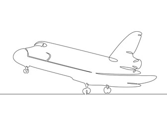 Continuous single drawn one line space shuttle landing