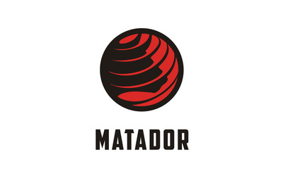 Matador Bull Cow Buffalo Stripes Red Globe logo design