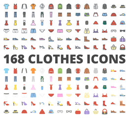Clothes colored flat icon vector pack