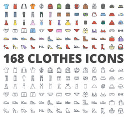 Clothes colored line icon vector pack