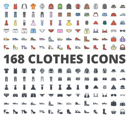 Clothes colored silhouette icon vector pack