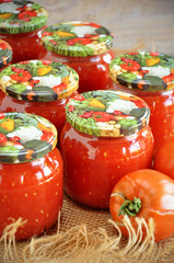 Tomato sauce in jars