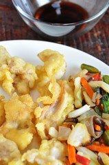 Tempura on white plate
