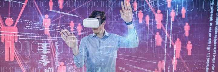 Composite image of businessman working with vr