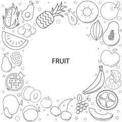 Fruit background from line icon. Linear vector pattern