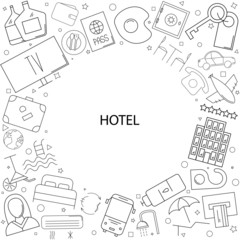 Hotel background from line icon. Linear vector pattern