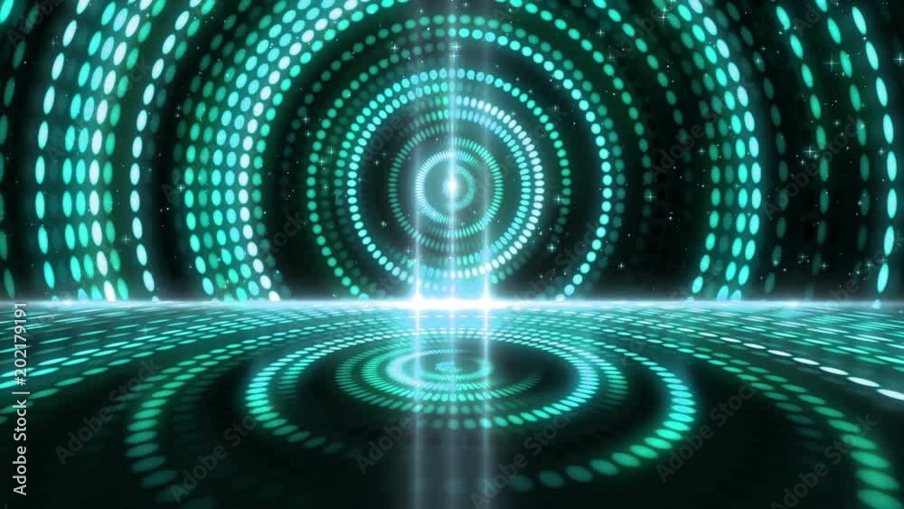 Poster futuristic abstract glittering colorful and elegance light dots pattern for stage show and video joc