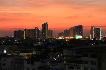 Bangkok City With the sunset in Thailand in 2018, on 25 April.