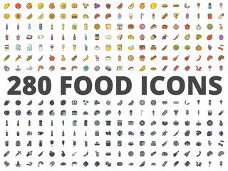 Food colored silhouette icon vector pack