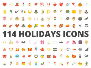 Holidays flat icon vector pack