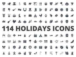 Naklejka na ściany i meble Holidays silhouette icon vector pack