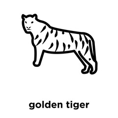 Fototapeta na wymiar golden tiger icon isolated on white background