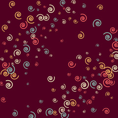 Festive Background with Colorful spirals. Trendy Pattern for Postcard, Print, Banner or Poster. Pretty spirals For Party Decoration, Wedding, Birthday or Anniversary Invitation. Vector