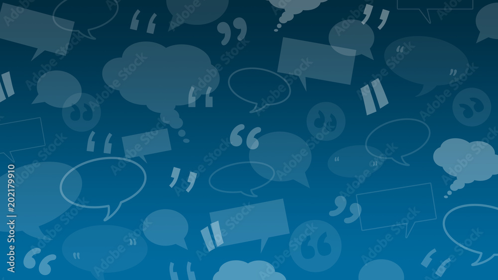 Wall mural speech and thought bubbles with quote marks suitable as a background illustration for client / custo