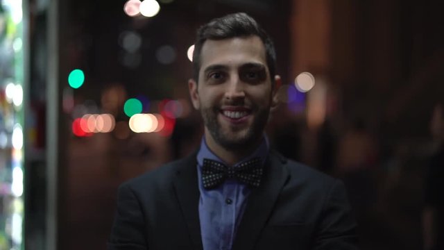 Young Business Man Portrait at Night
