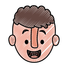 young man head character vector illustration design