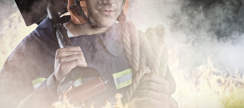 Composite image of professional fireman