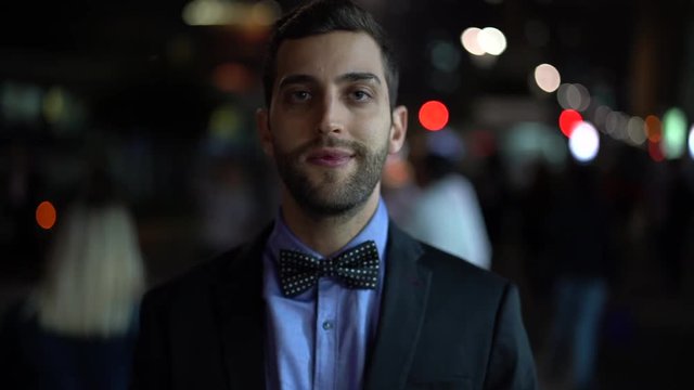 Young Business Man Portrait at Night