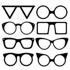 glasses vector on white background set 3
