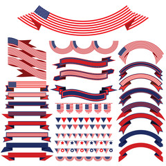 Ribbon set . Bunting pennants for Independence Day.