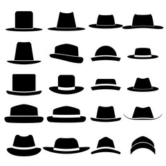 Set of hat vector on white background - obrazy, fototapety, plakaty
