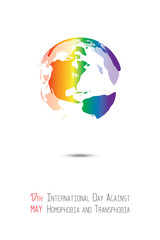 Stop homophobia. Earht in lgbt flag colors.