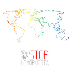Stop homophobia. Earht in lgbt flag colors.