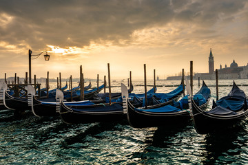 Naklejka premium Venice Gondolas at Sunrise