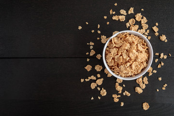 Healthy Corn Flakes with milk for Breakfast on table, food and drink