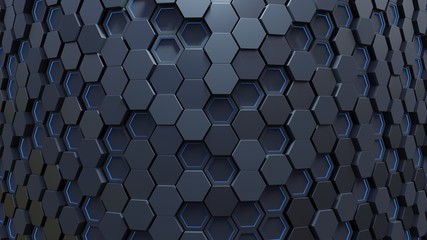 Light blue hexagon abstract  background. 3d rendering