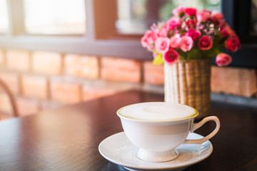 Hot matcha green tea with milk