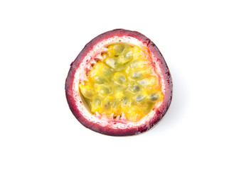 Cut Passion Fruit on a White Background