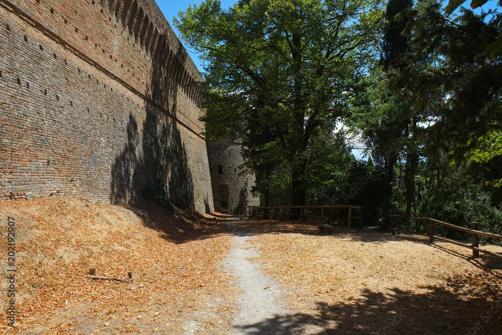 Wall mural Medieval fortress walls in Cesena city, Italy