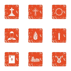 Obsequies icons set. Grunge set of 9 obsequies vector icons for web isolated on white background