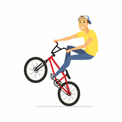 BMX rider - cartoon people character isolated illustration