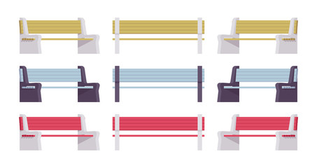 Fototapeta premium Bright colored street bench set