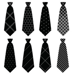 tie in vector on white background set 2
