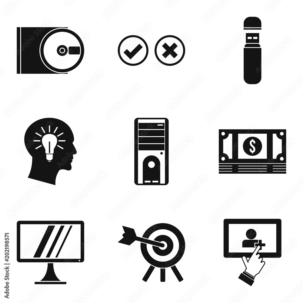 Poster data processing icons set. simple set of 9 data processing vector icons for web isolated on white ba