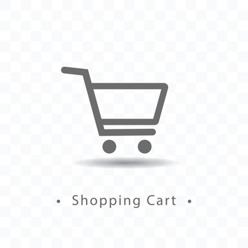 Outlined shopping cart icon vector illustration on transparent background.